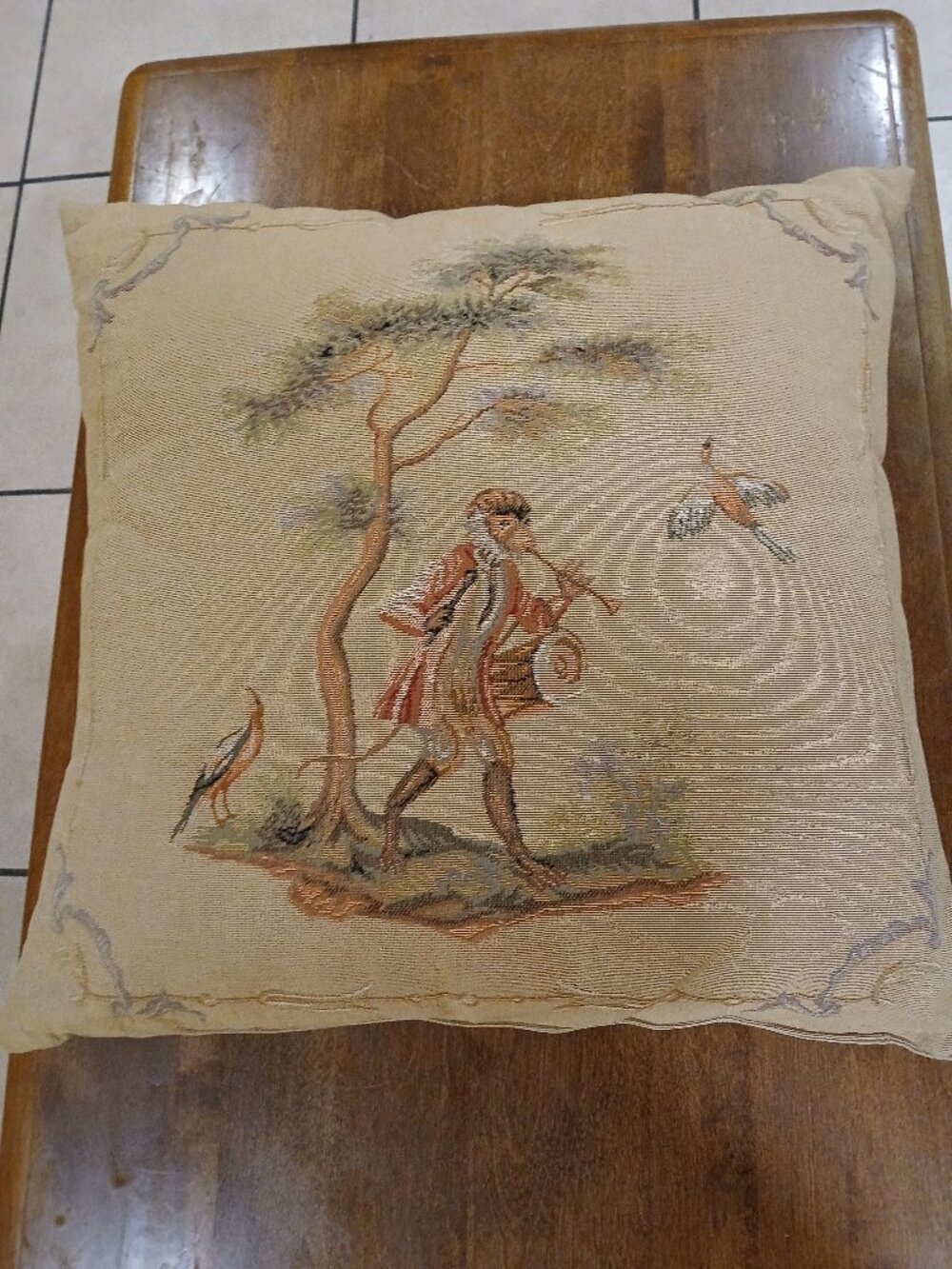 Vtg Tapestry Throw Pillow